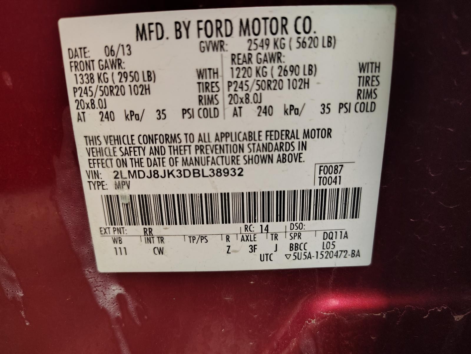 Used Engine Control Module (ECM) fits: 2013 Lincoln Mkx Electronic Control Modul