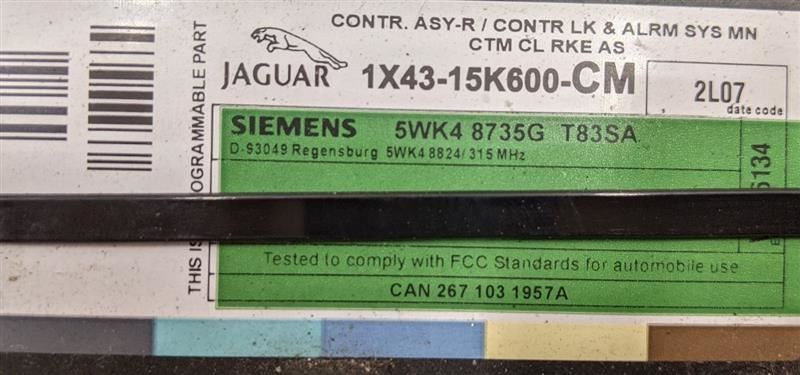 Control Module Theft-locking Theft ID 1X1943-2015K600-CM Fits 2003 X TYPE OEM