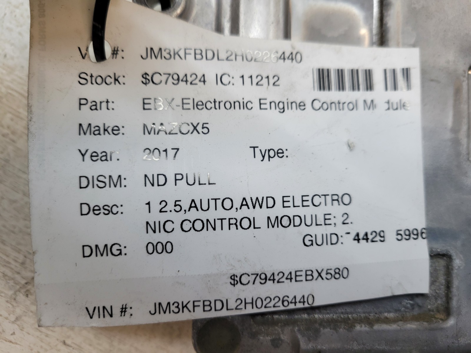 2017 Mazda CX-5 2.5L Engine Control Module Computer ECM ECU PCM OEM PYMX 18 881