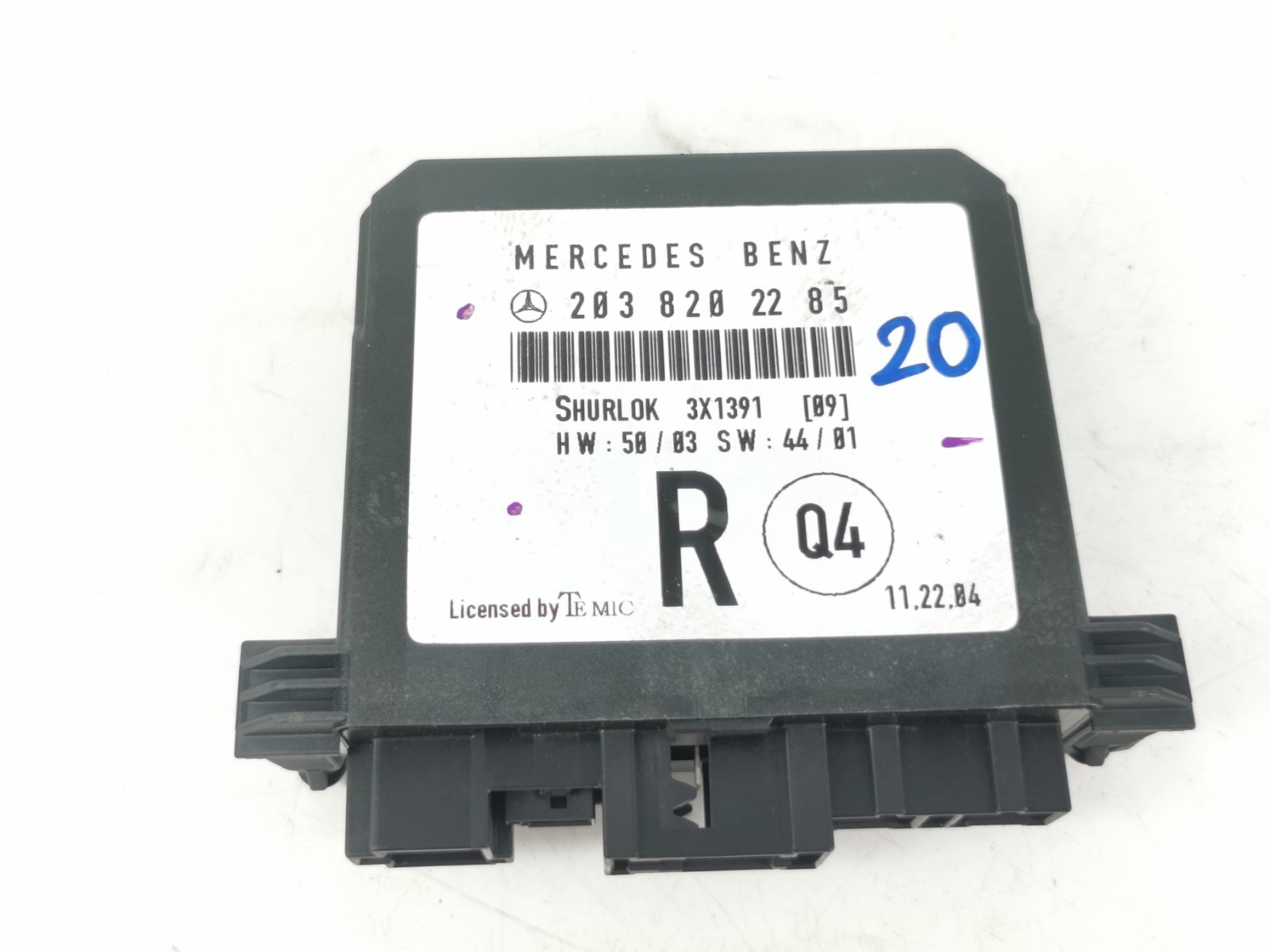 DOOR CONTROL UNIT W203 2038202285 2005 MERCEDES BENZ C CLASS O/S/R REAR RIGHT