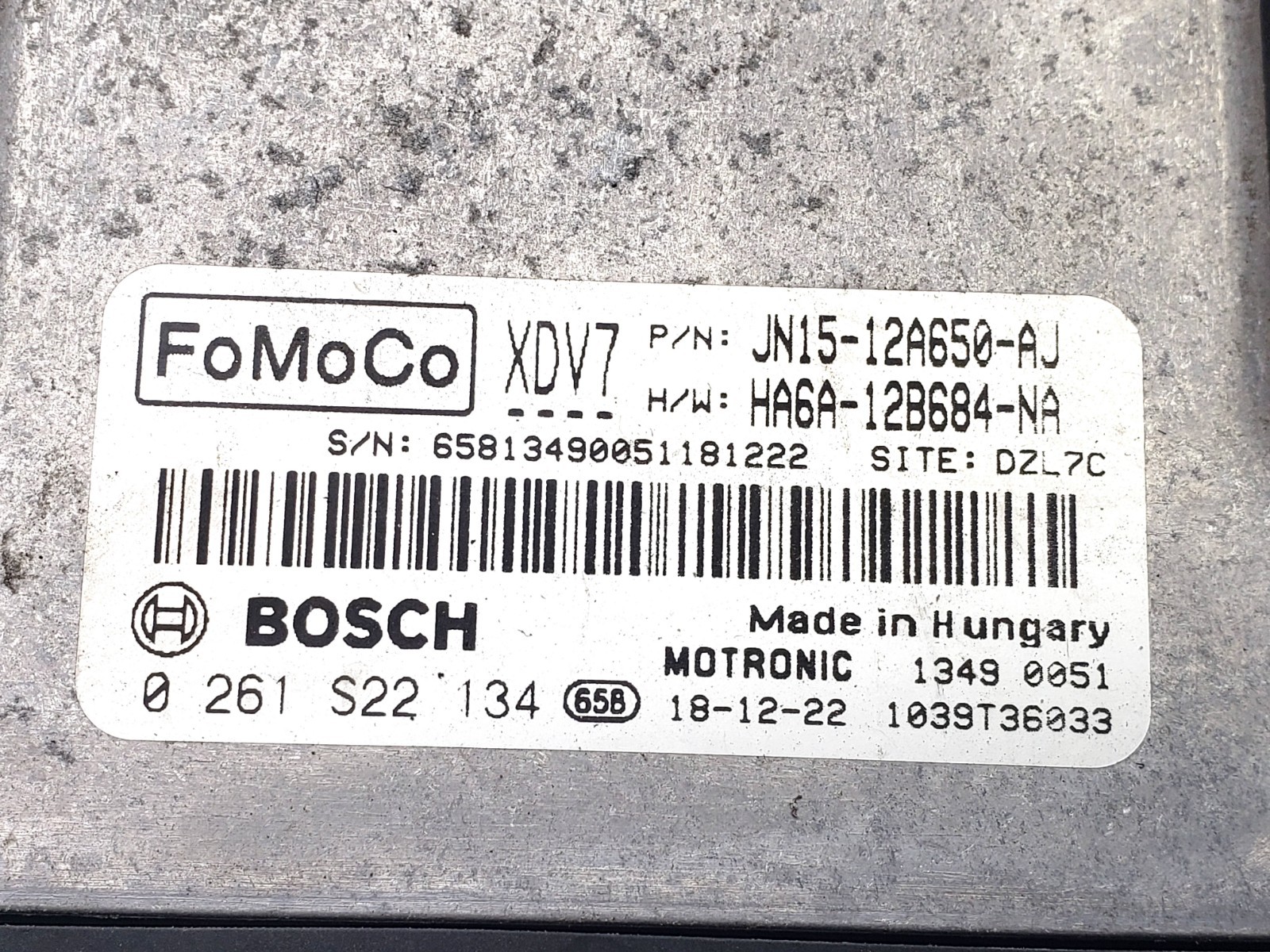 FORD ECOSPORT 2019 1.0 PETROL ENGINE CONTROL MODULE ECU UNIT JN15-12A650-AJ