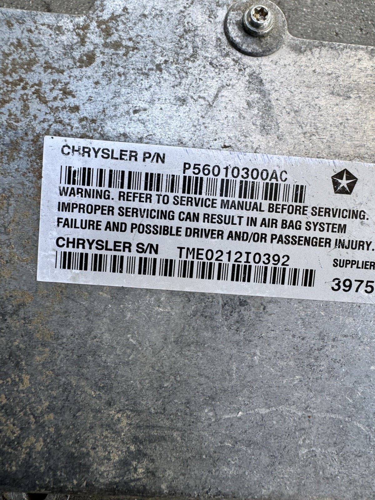 Jeep Wrangler TJ 01-03 OEM Srs Control Module P56010300AC