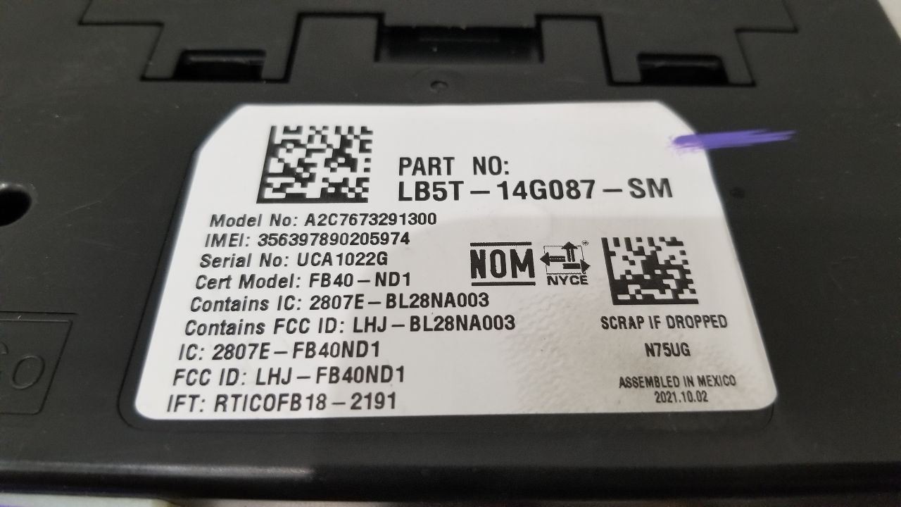 21 FORD TRANSIT 250 COMMUNICATION SYNC VOICE RECOGNITION MODULE LB5T14G087SM