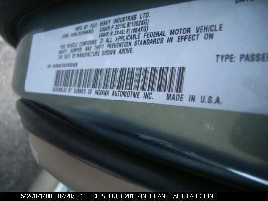 04 LEGACY CHASSIS ECM TRANSMISSION UNDER CENTER DASH CANADA EMISSIONS 2.5L SUS