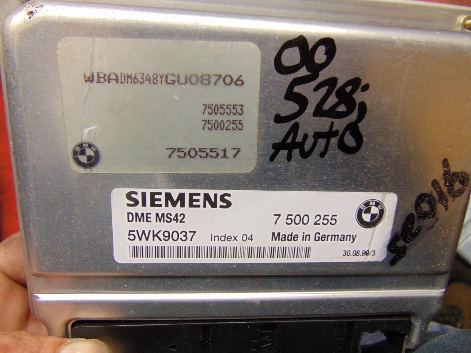 99 00 BMW 528i 2.8 engine computer 7500255 ecm ecu 5wk9037