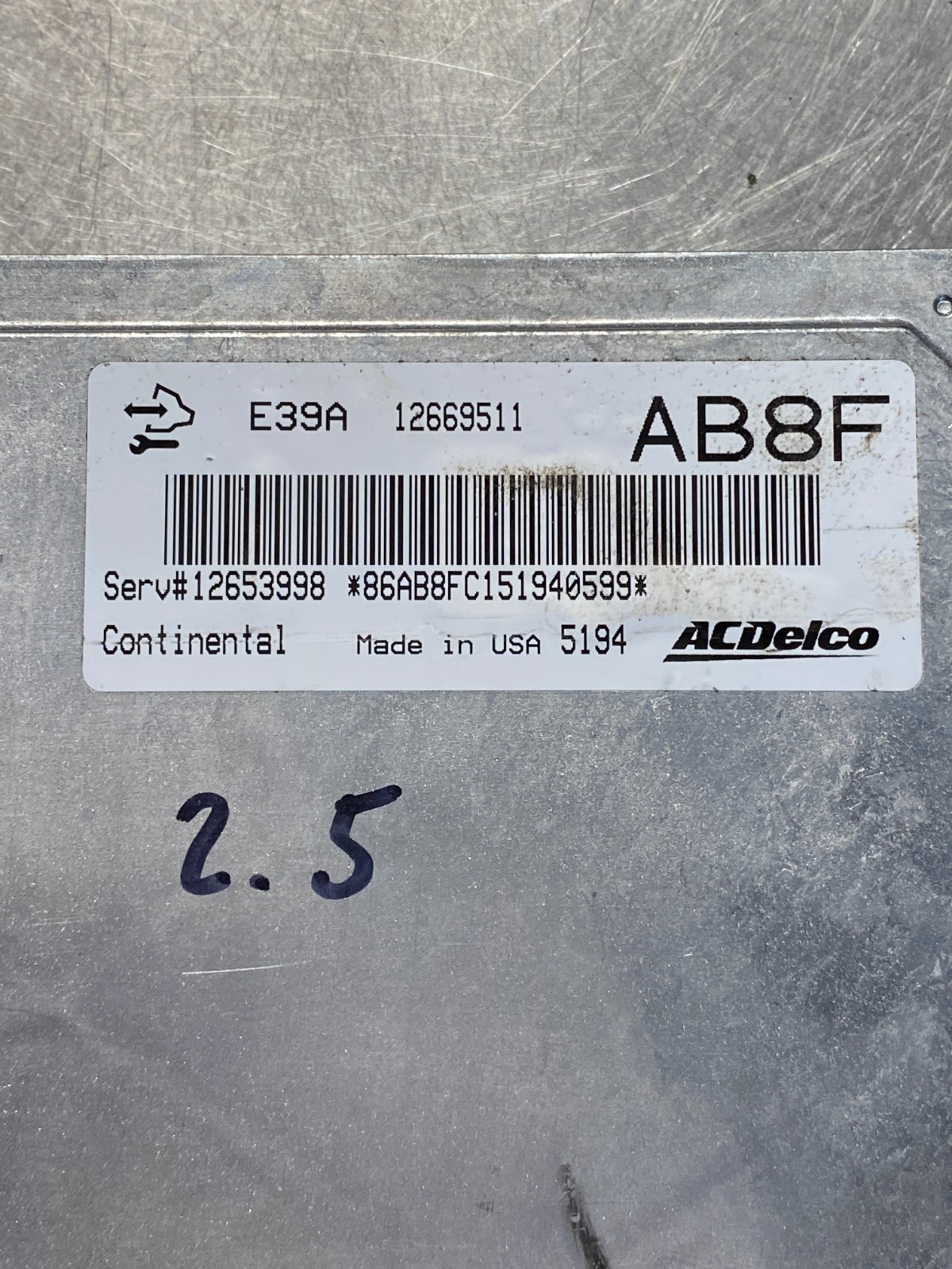 16 Impala 2.5 Engine Control Module Computer Ecu Ecm- 12669511