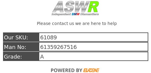 BMW F10 F11 5 SERIES Central Gateway Control Module 61359267516