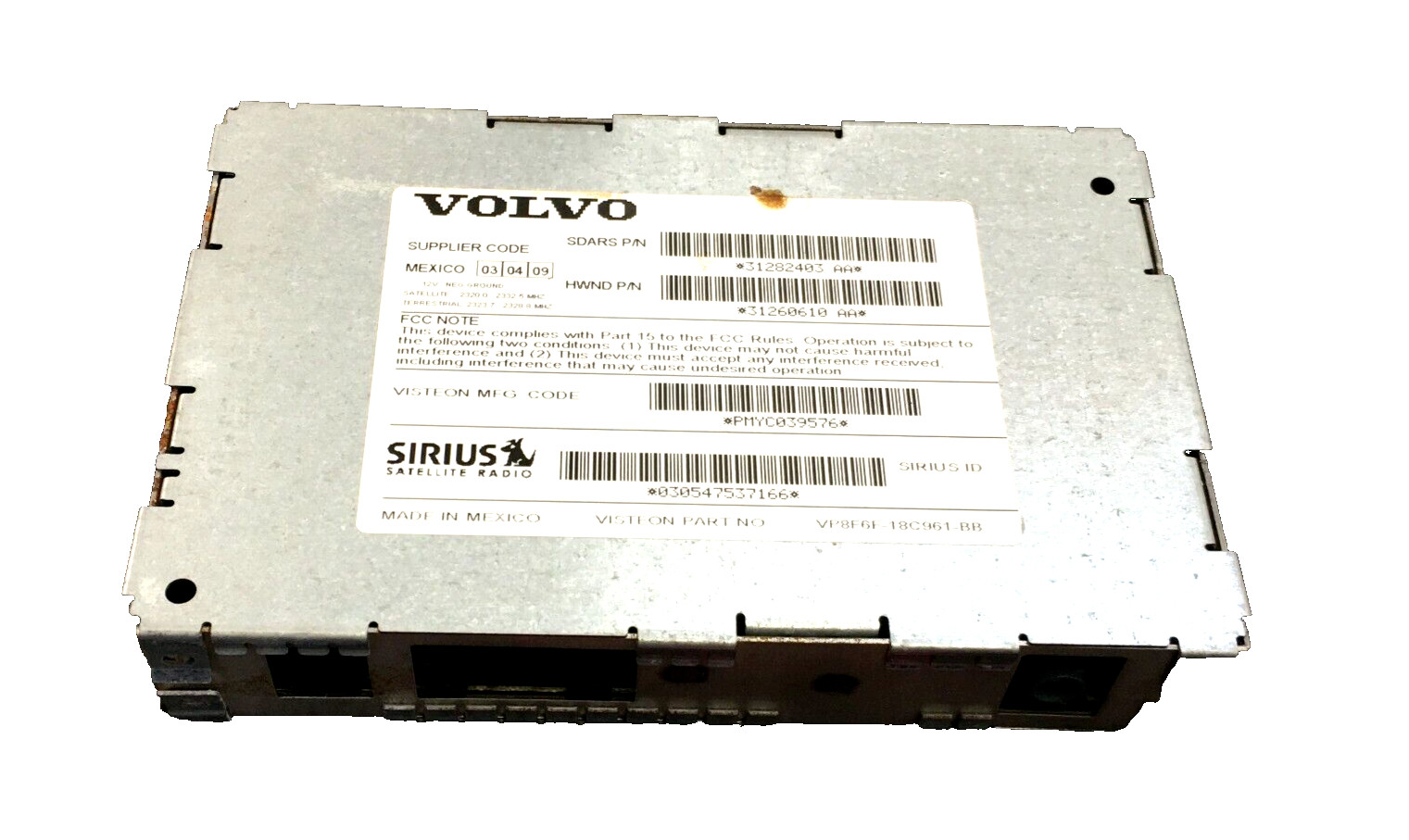08-16 Volvo S80 Satellite Radio Computer Control Module Unit Sirius OEM