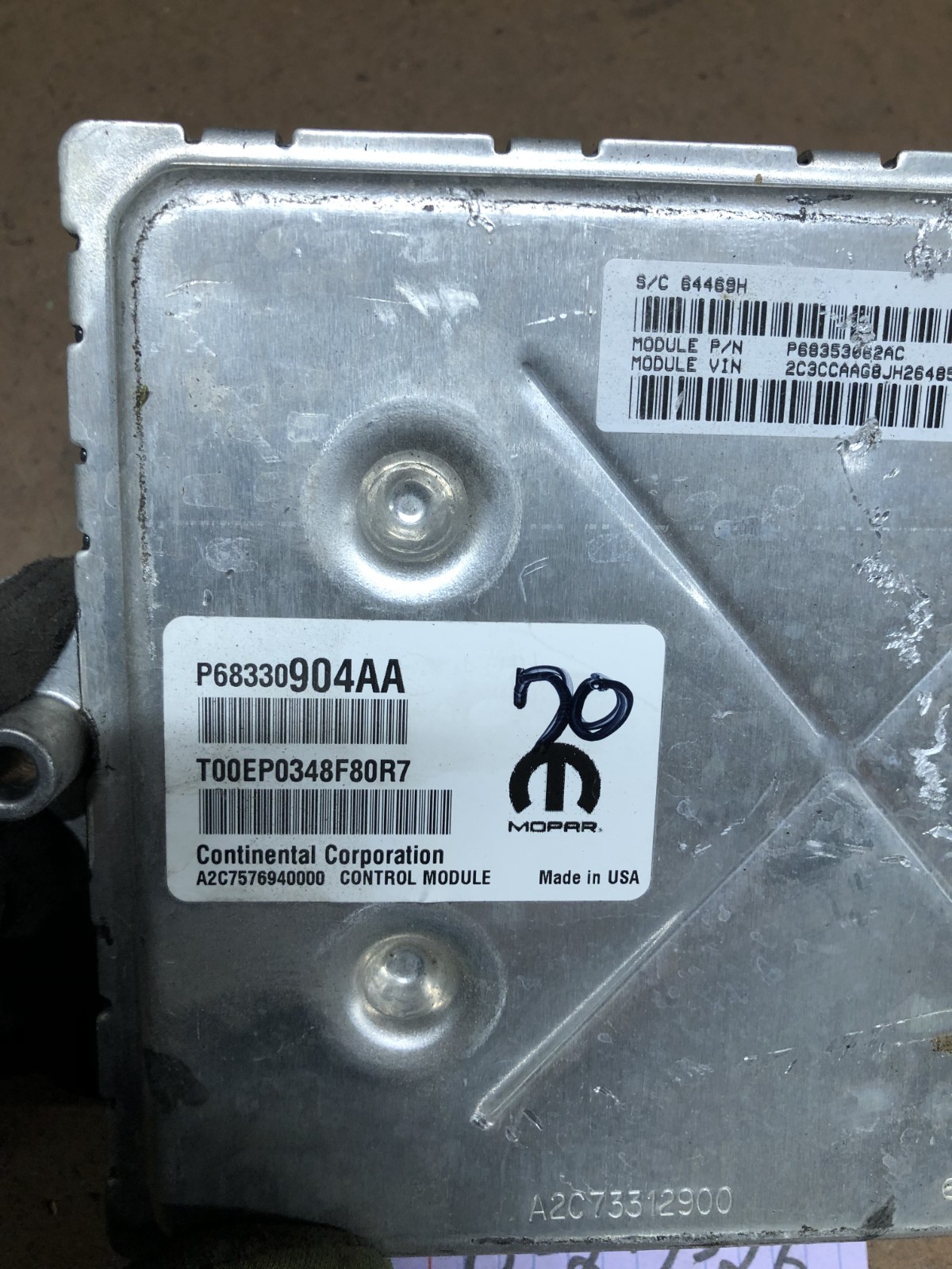 2018 2019 Chrysler 300 Engine Computer Control Module Ecm Plugs P68330904aa