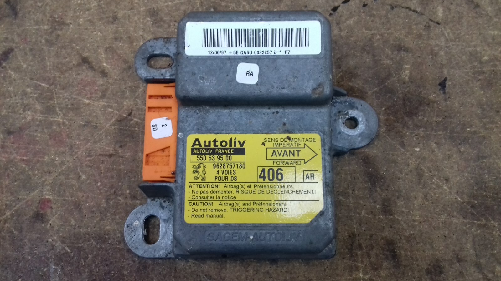 PEUGEOT 406 SRS CONTROL UNIT MODULE ECU AUTOLIV 9628757180