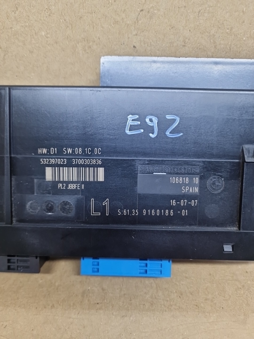 BMW 3 Series E92 ECU Body Control Module Junction Box L1 PL2 JBBFE II 9160186
