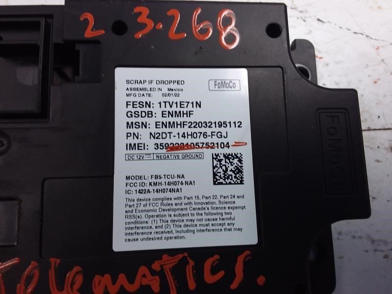 2022 FORD BRONCO OEM TELEMATICS MODULE OEM ID # N2DT14H076FGJ