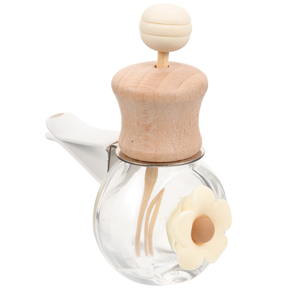 Empty Car Air Freshener Diffuser Bottle Glass Wood Perfume Container Vent