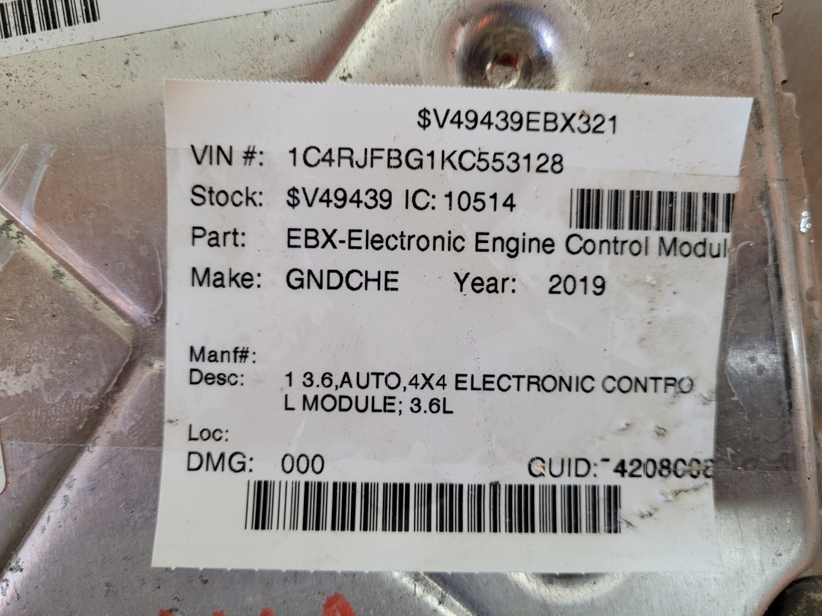 2018-2019 Jeep Grand Cherokee 3.6L Engine Control Module PCM ECM P68330924AA *J