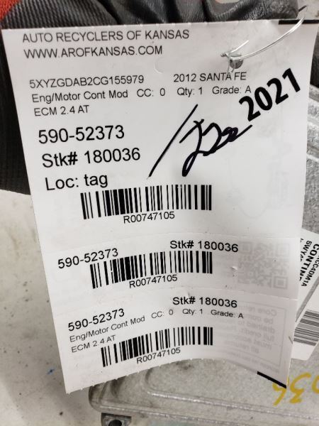 Engine ECM Electronic Control Module 2.4L Automatic Fits 10-12 SANTA FE 747105