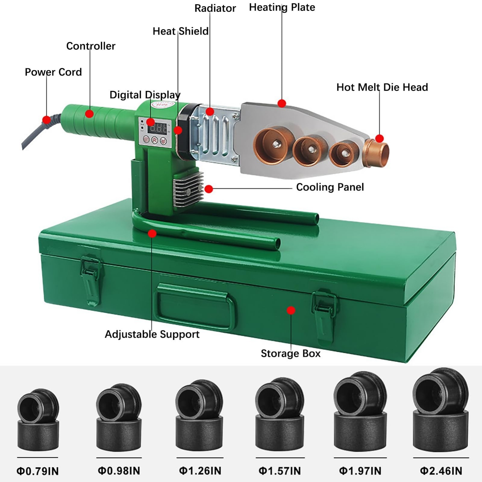 Plastic Pipe Welder 110-220V Welding Tool for PP, PE, PP-R, PVC – Die Head Inclu