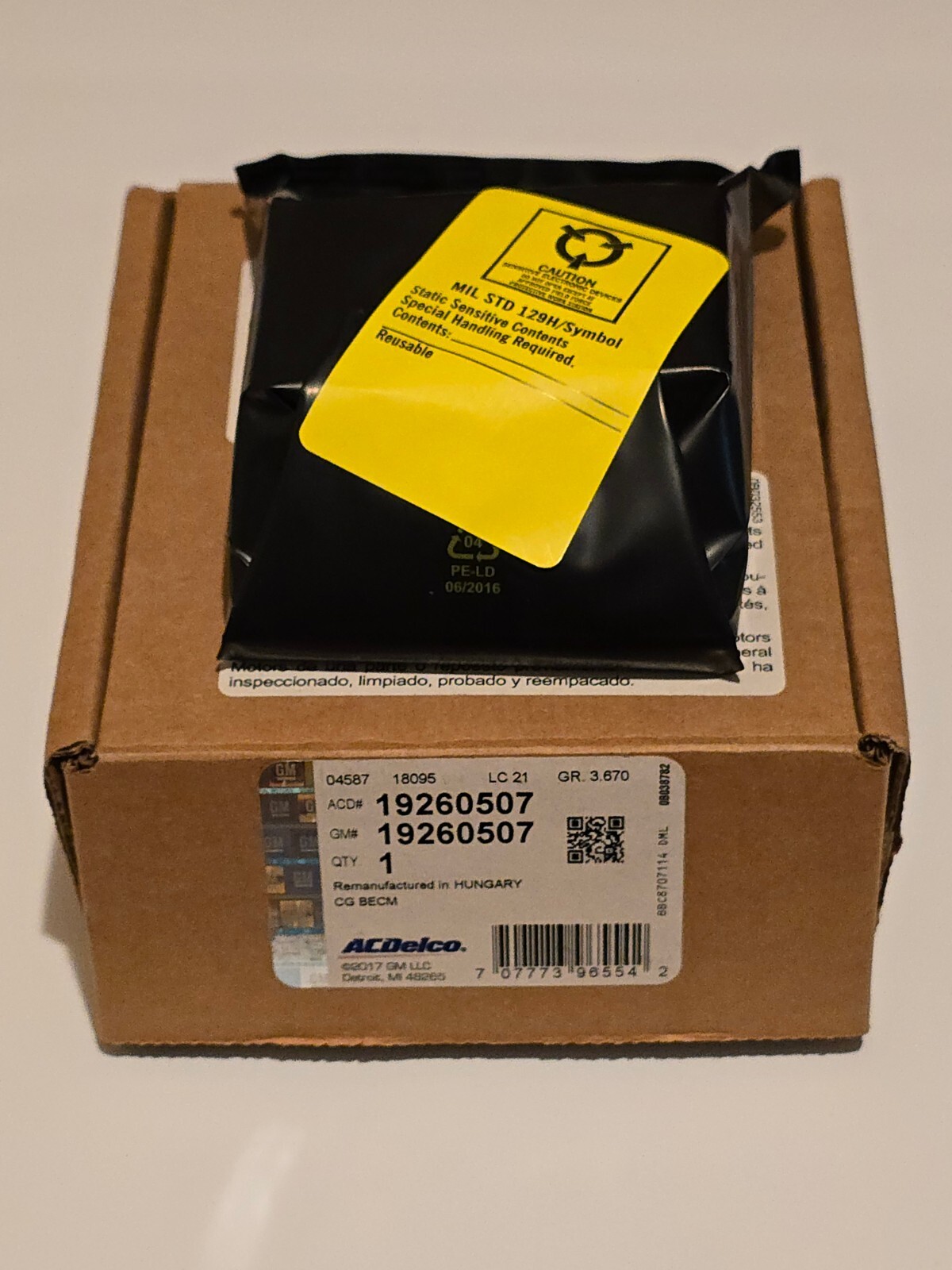 New OEM ACDelco Engine Control Module Refurbished GM 19260507