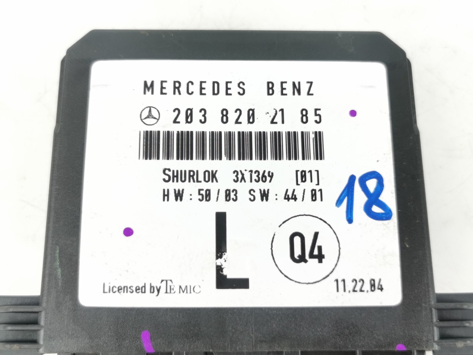 DOOR CONTROL UNIT W203 2038202185 2005 MERCEDES BENZ C CLASS N/S/R REAR LEFT