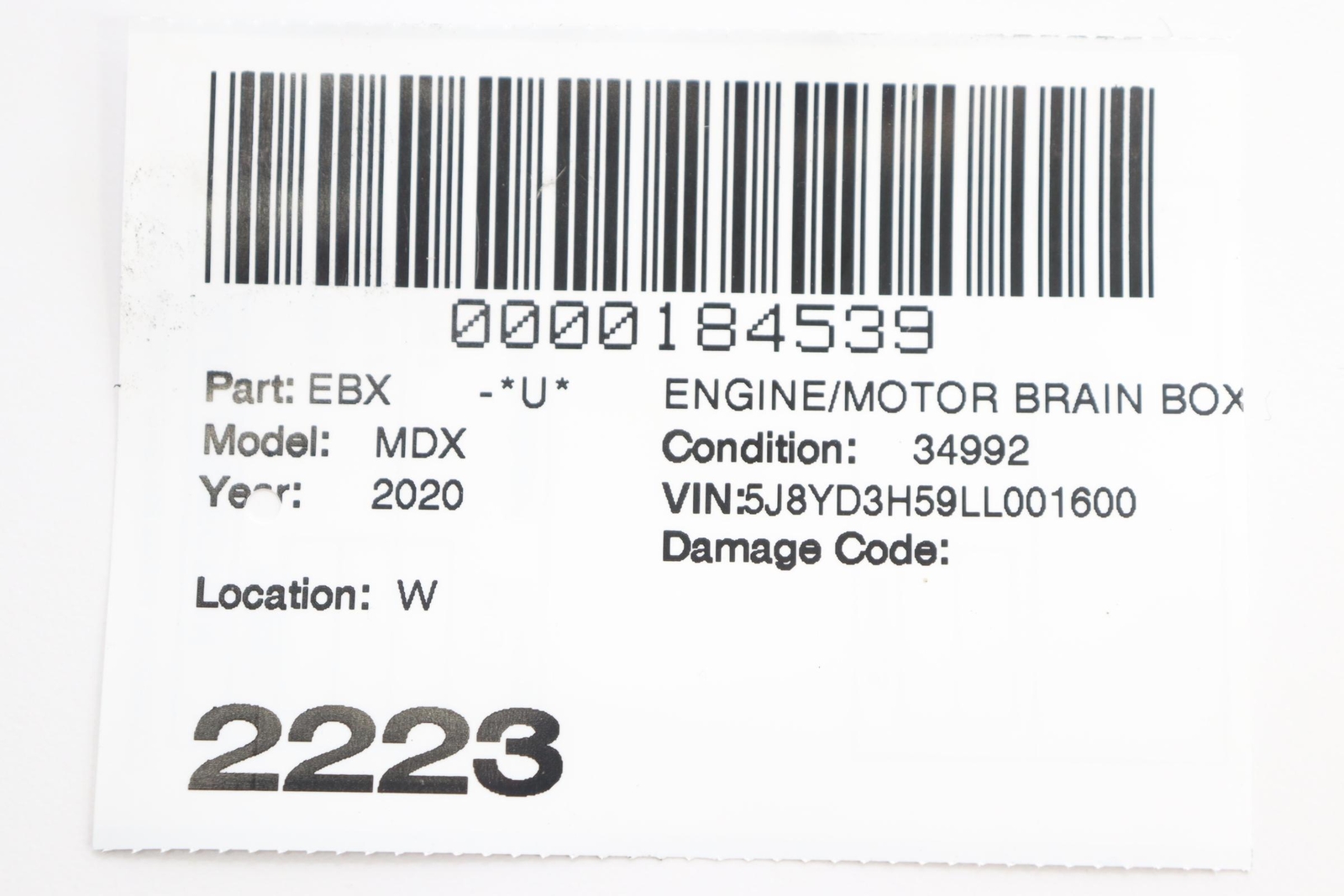 2014 – 2020 ACURA MDX ENGINE CONTROL MODULE COMPUTER COVER OEM 378205BNA31