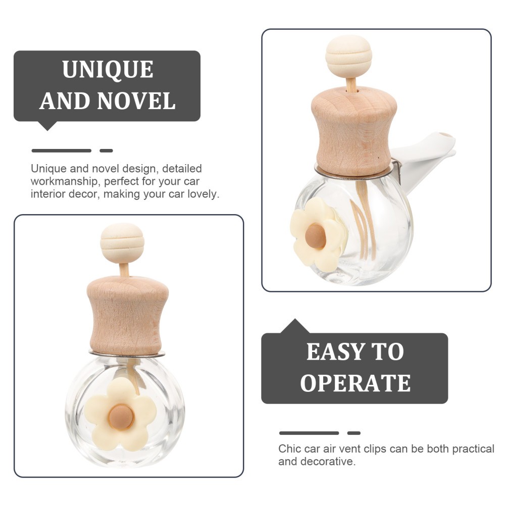 Empty Car Air Freshener Diffuser Bottle Glass Wood Perfume Container Vent