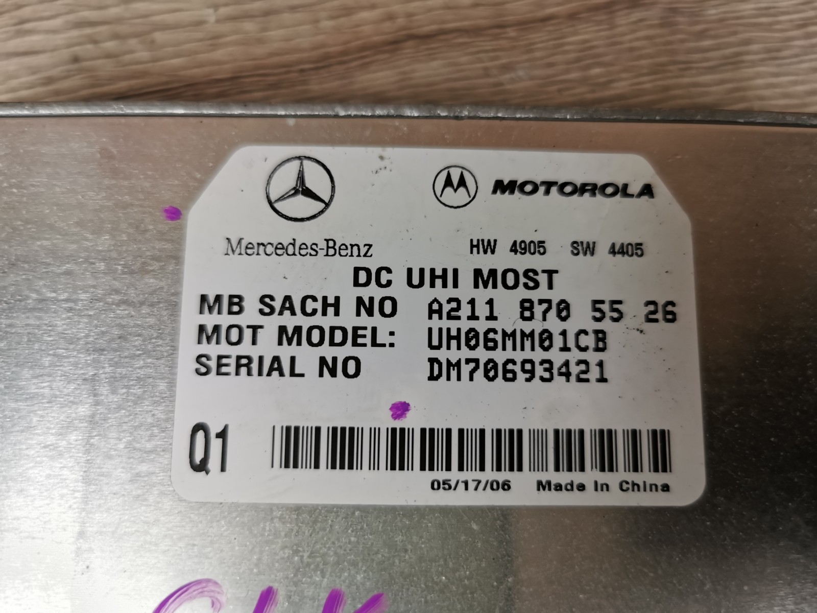 2006 MERCEDES BENZ CLK BLUETOOTH CONTROL MODULE A2118705526