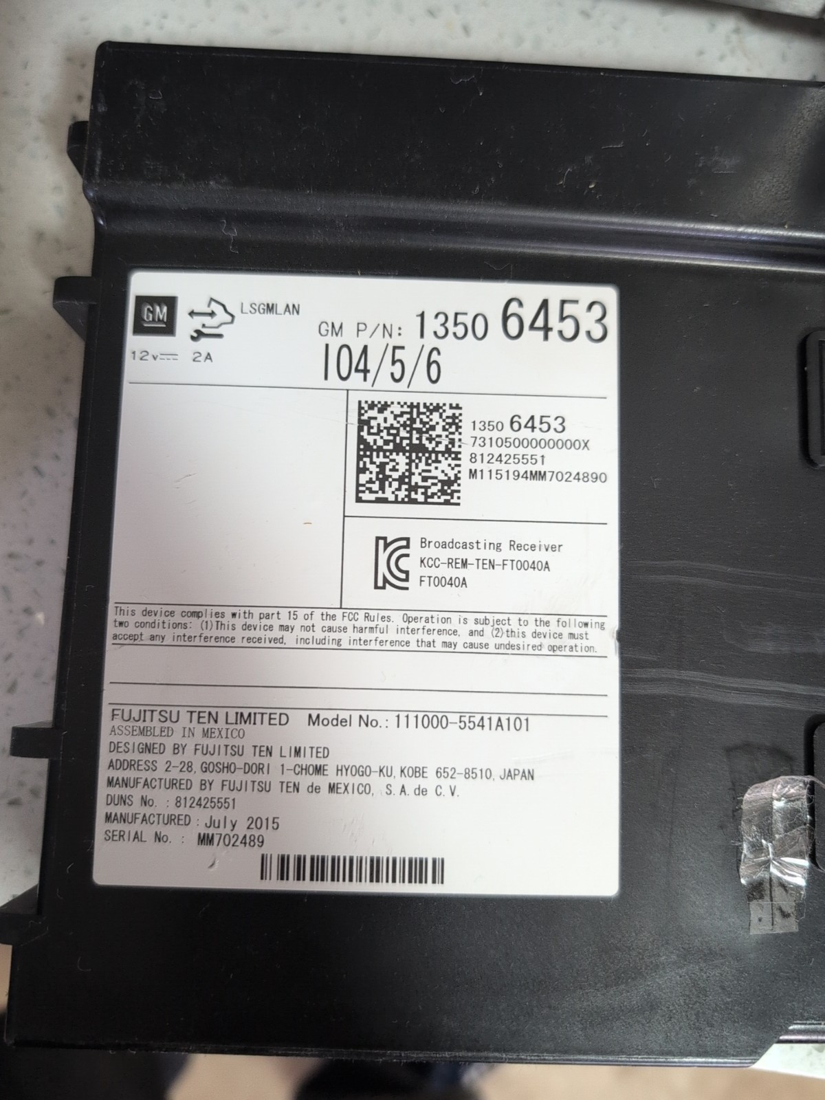 ✅13-17 Buick Chevrolet Cadillac GM AM SAT Radio Tuner Receiver 111000-5541A101