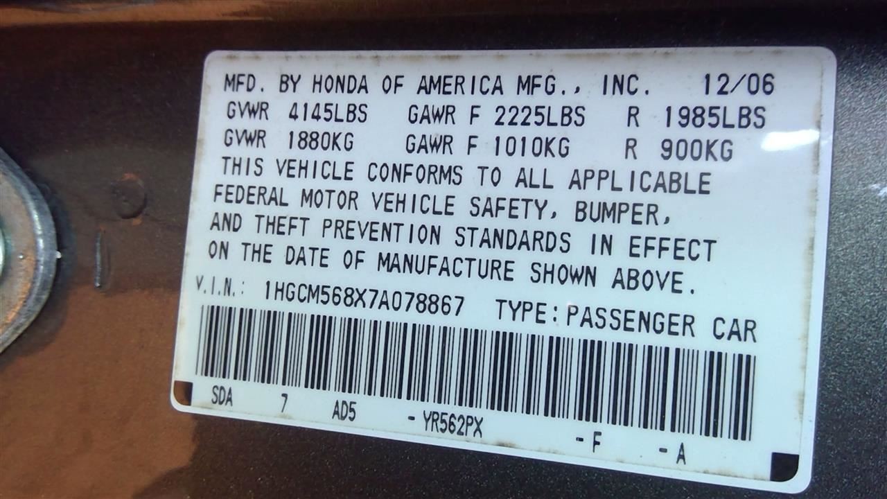 Engine ECM Electronic Control Module VIN M 5th Digit Fits 06-07 ACCORD 264043