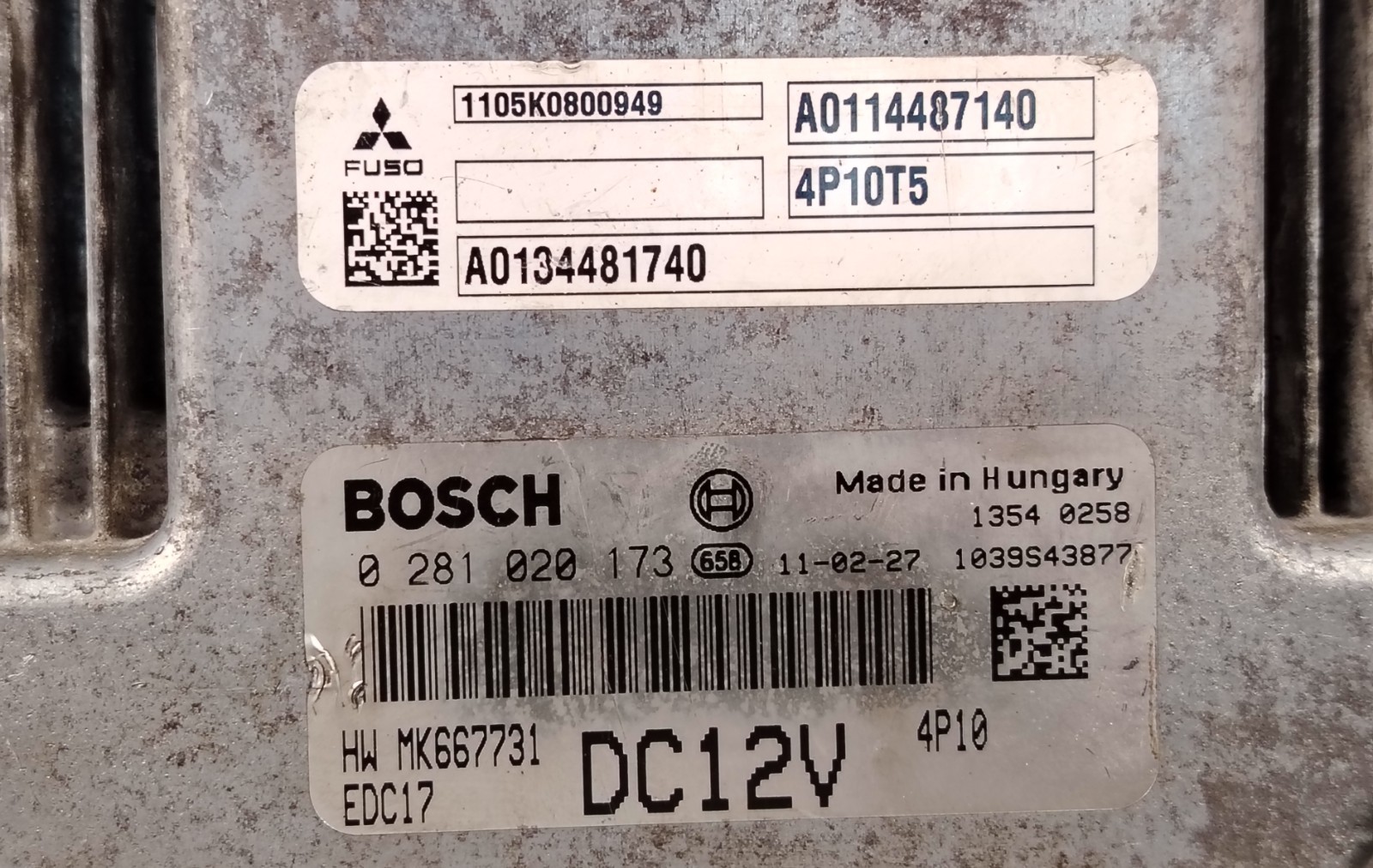 MITSUBISHI FUSO CANTER FE FB 4P10T5 ENGINE CONTROL MODULE ECU ECM ECD 0281020173