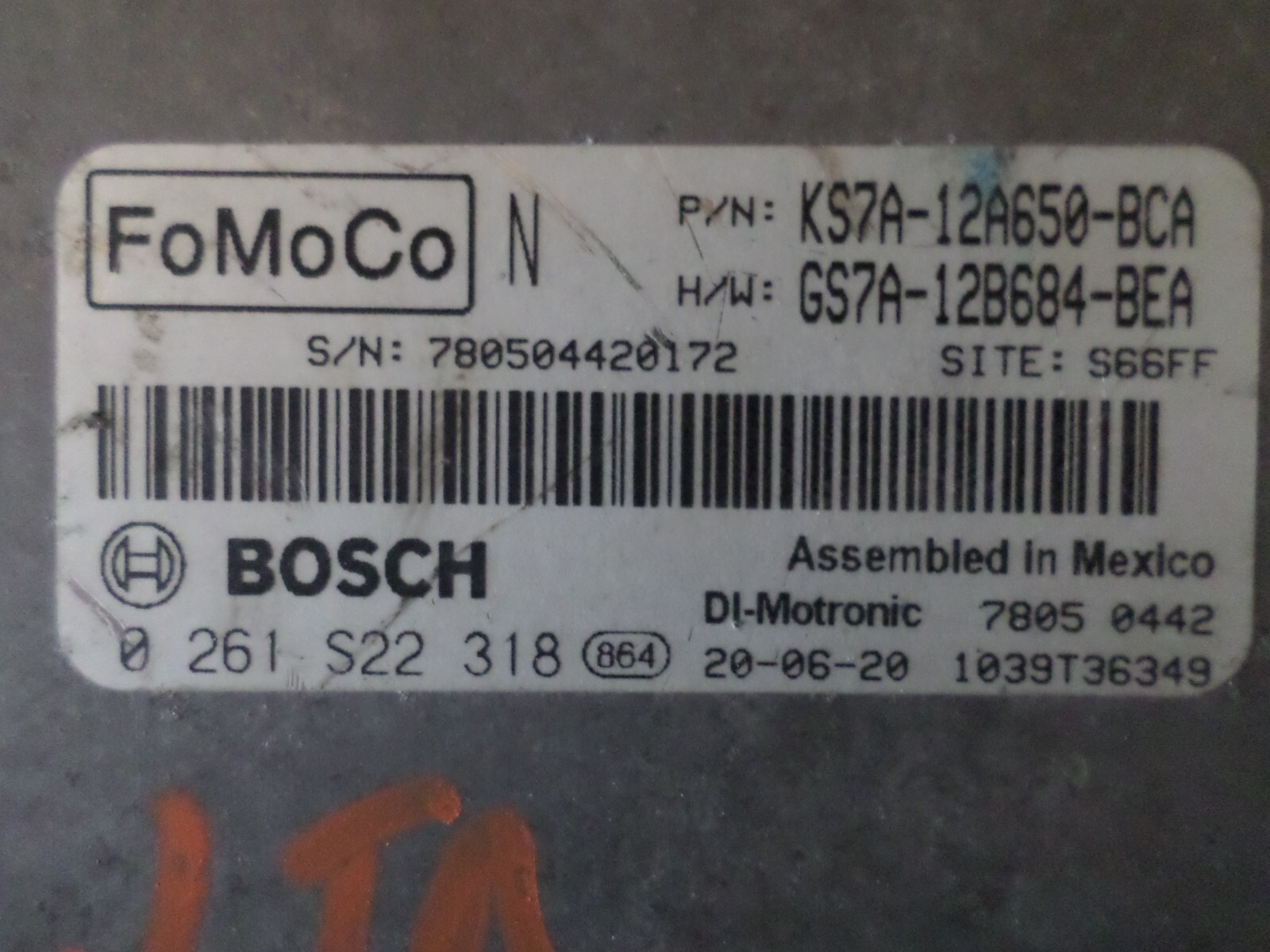 2020 Ford Fusion 1.5L Engine Control Module ECM ECU PCM OEM KS7A-12A650-BCA *J