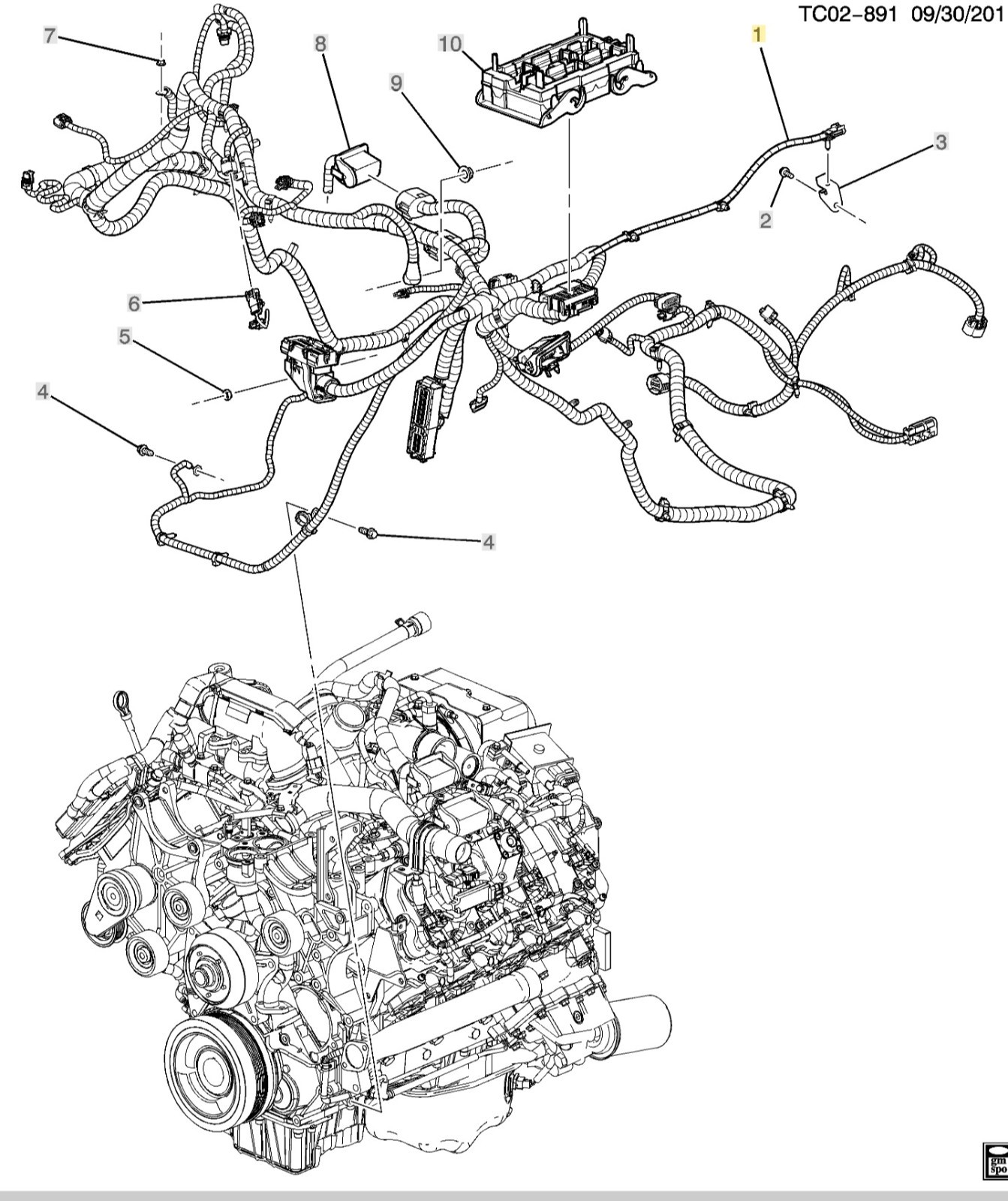 2010 Chevrolet/GMC 2500/3500 Truck Duramax 6.6 LMM Ecm/Tcm Engine Harness OEM