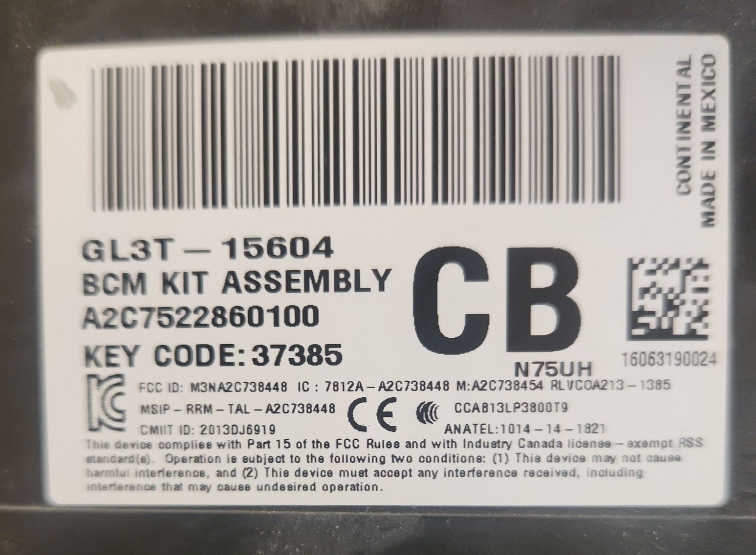 2015 16 Ford F150 Fuse Box Anti Theft Body Control Module BCM OEM GL3T-15604-CB