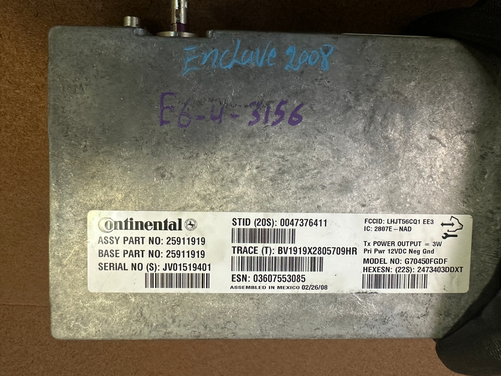 2008-2012 Buick Enclave Communication Control Module Unit OEM 25911919