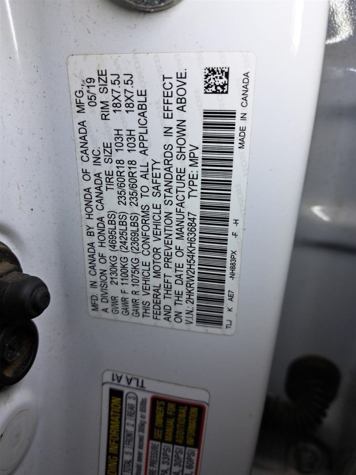 2019 Crv/Cr-v Engine Computer/Module Ecu/Ecm/Pcm Sku#4396699
