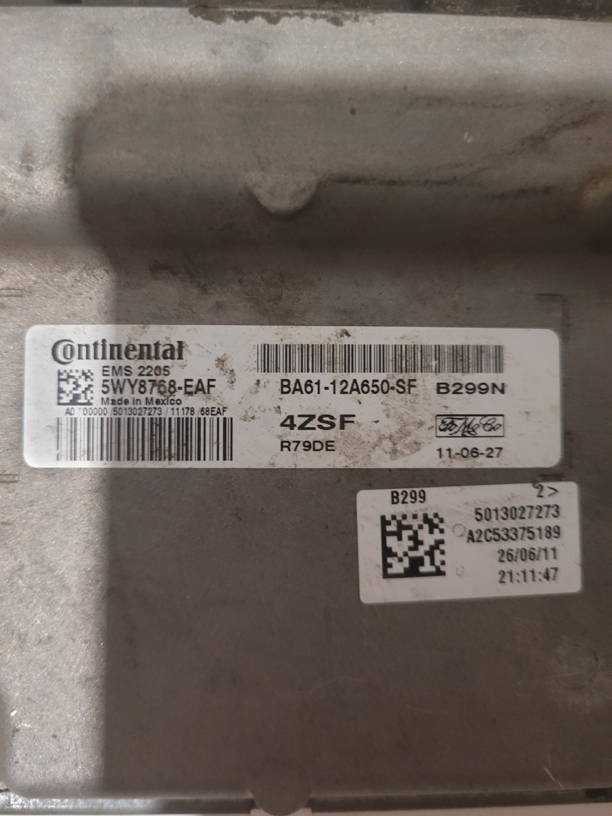 Continental Engine Control Module For 2011 Ford Fiesta BA61-12A650-SF