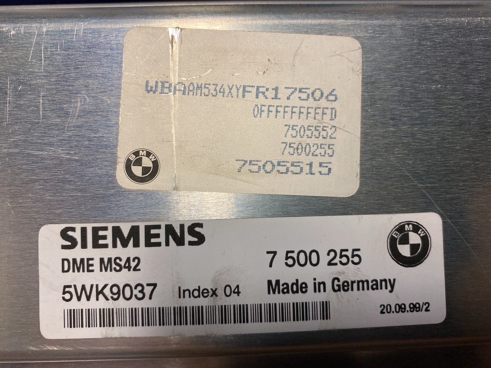 2000 BMW 3 SERIES ENGINE COMPUTER 7500255