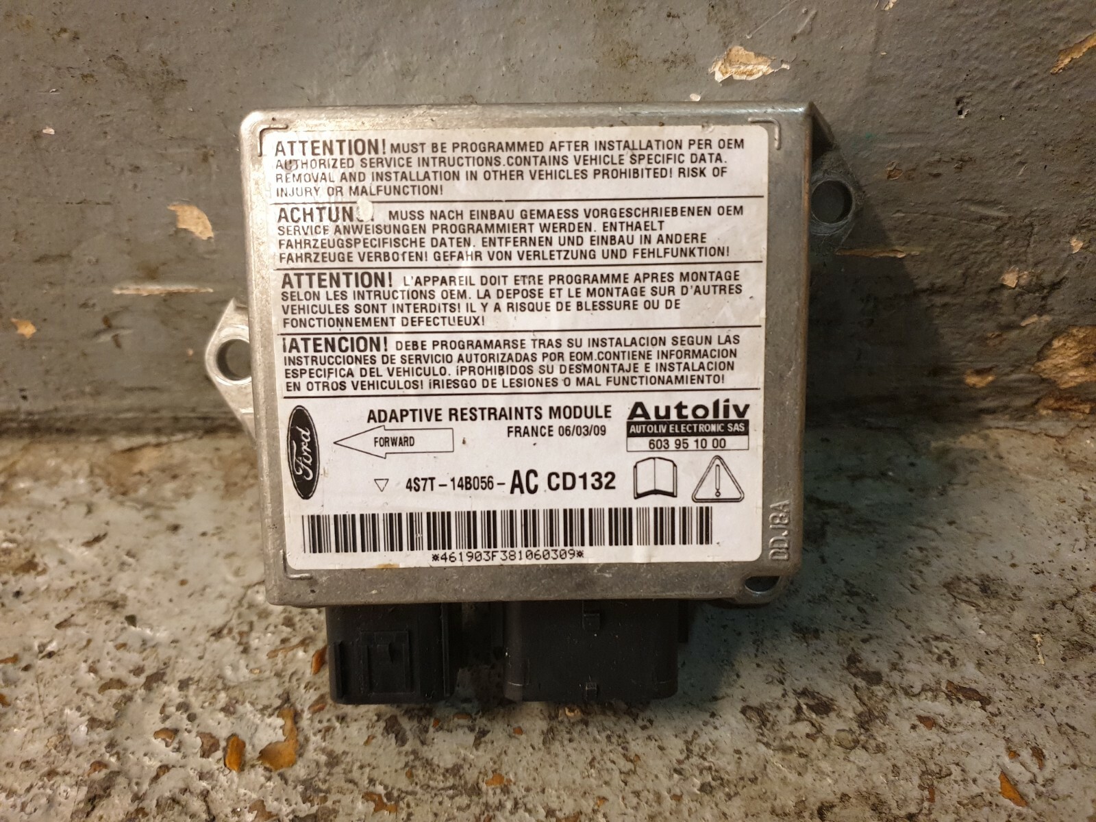 Ford Mondeo SRS Control Unit Module ECU 2000-2007 MK3 OEM 4S7T-14B056-AC