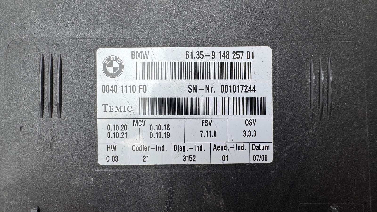 BMW 7 SERIES E65 E66 SEAT CONTROL MODULE ECU 9148257 2008