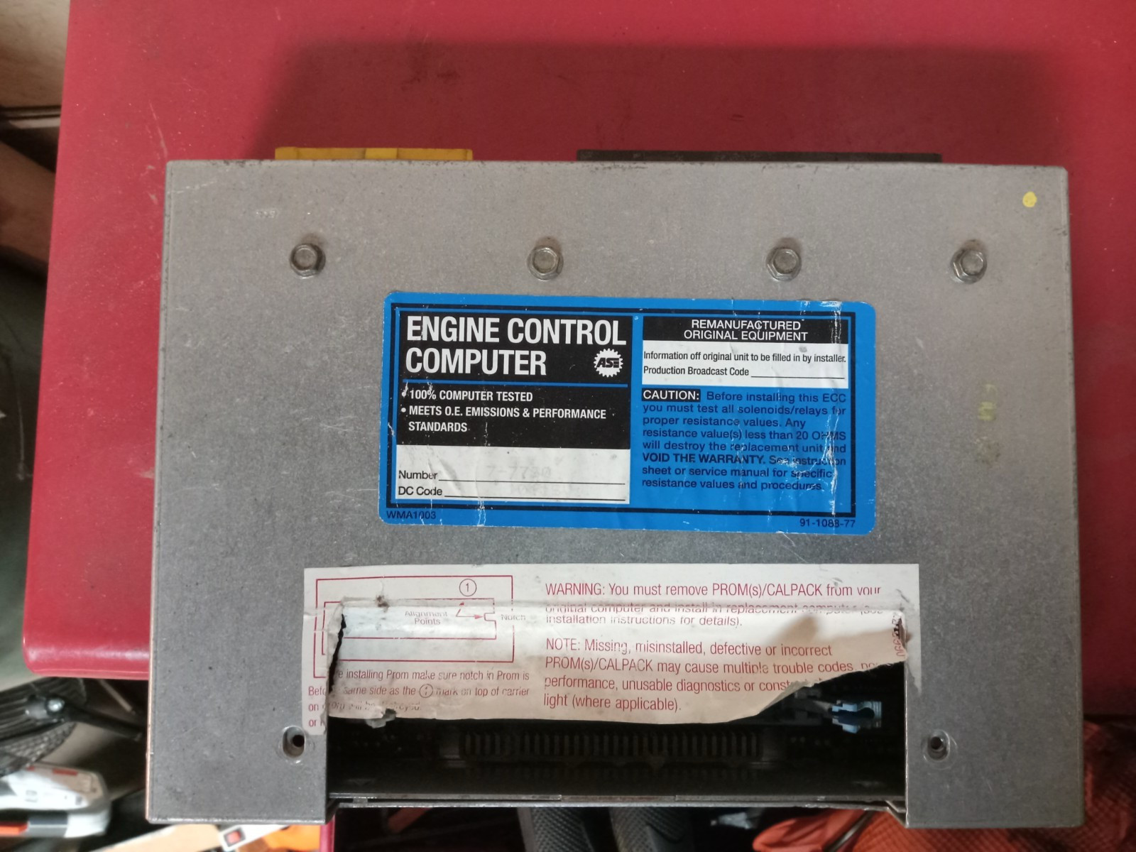 1990-1992 VIN# T 3.1 LITER ECM WITHOUT MEMCAL EPROM