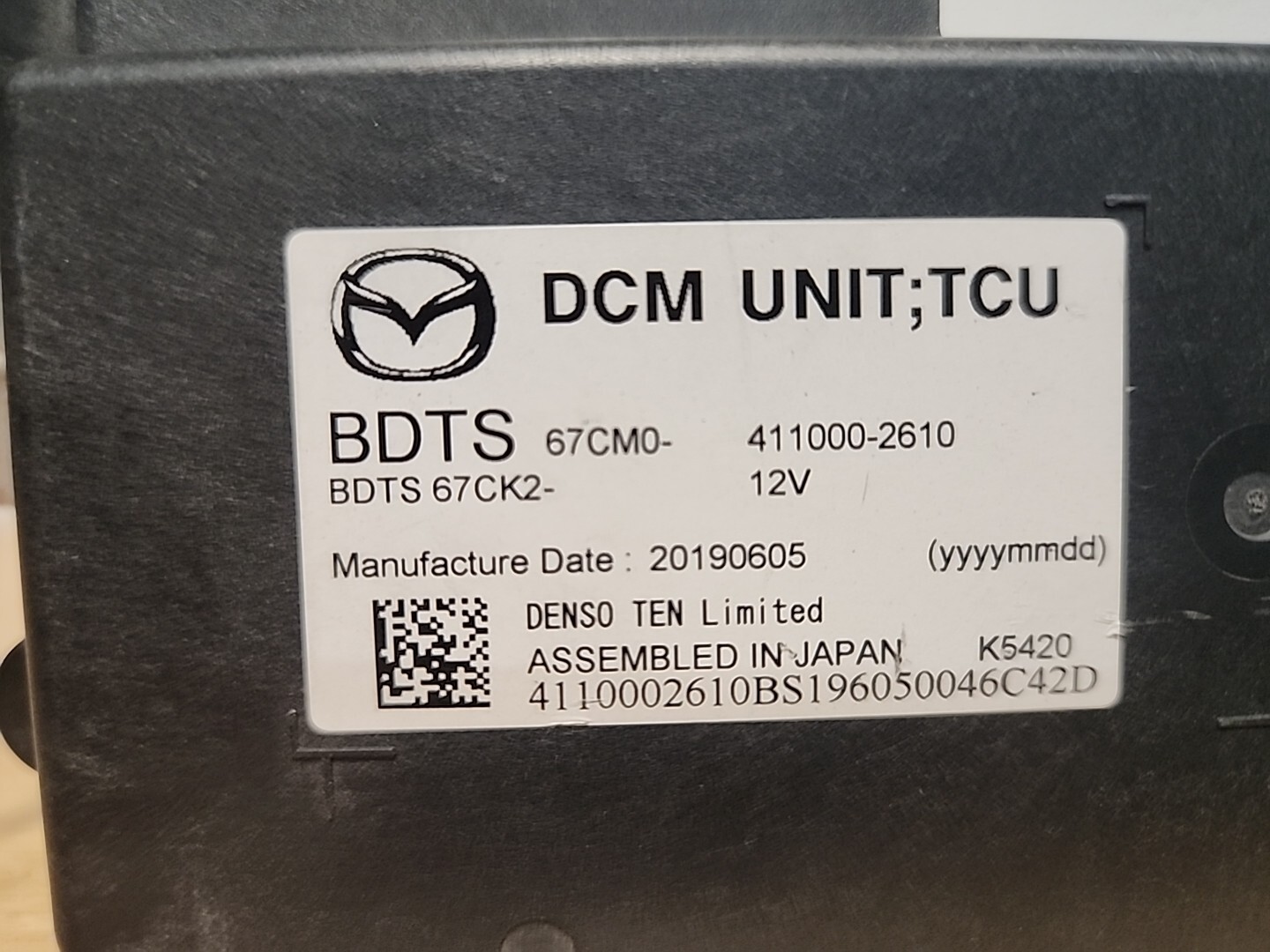2019 – 2023 MAZDA 3 MOBILE DATA COMMUNICATION MODULE UNIT TCU OEM BDTS67CM0