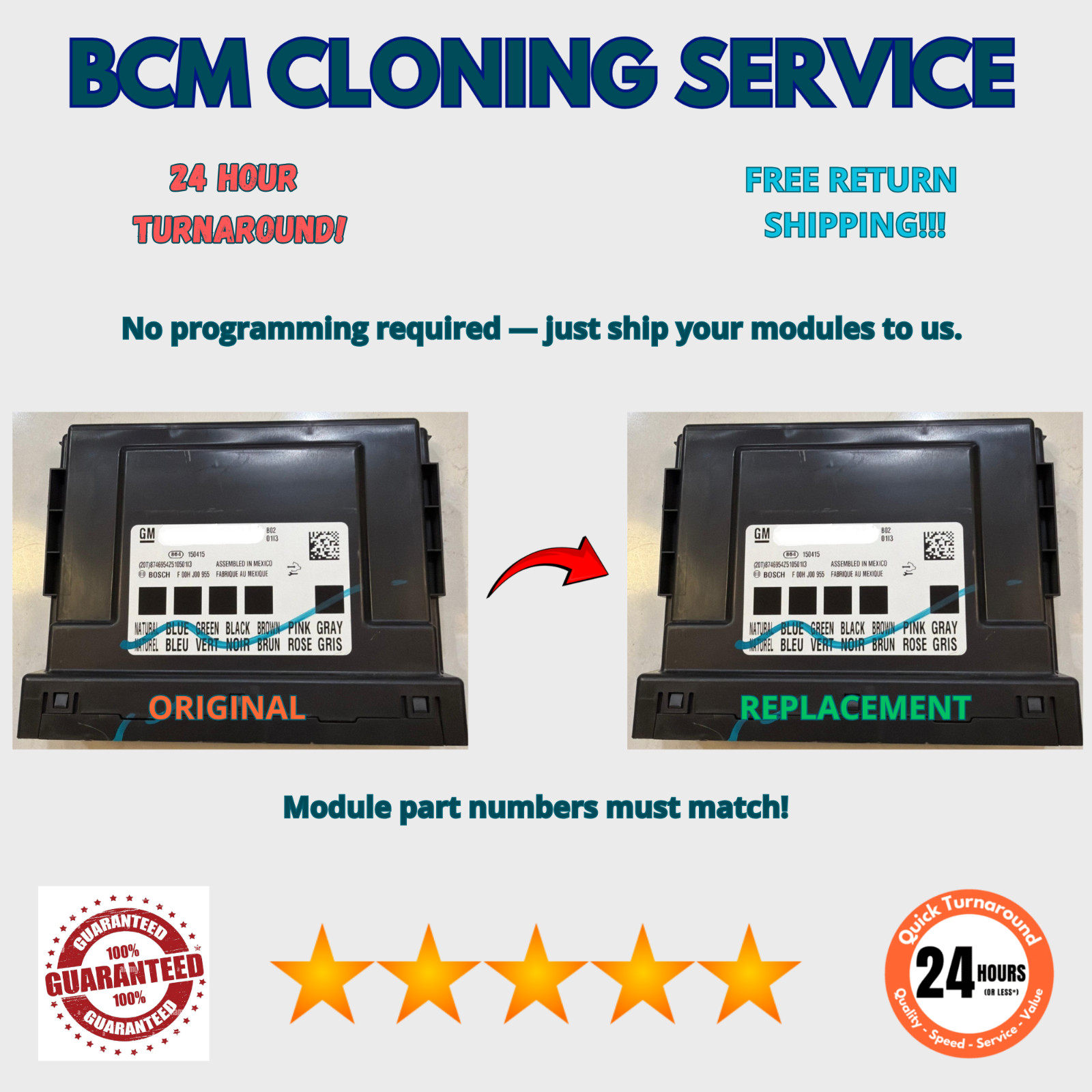 SERVICE GM BCM BCU DATA CLONING BODY MODULE BUICK CHEVY GMC CADILLAC
