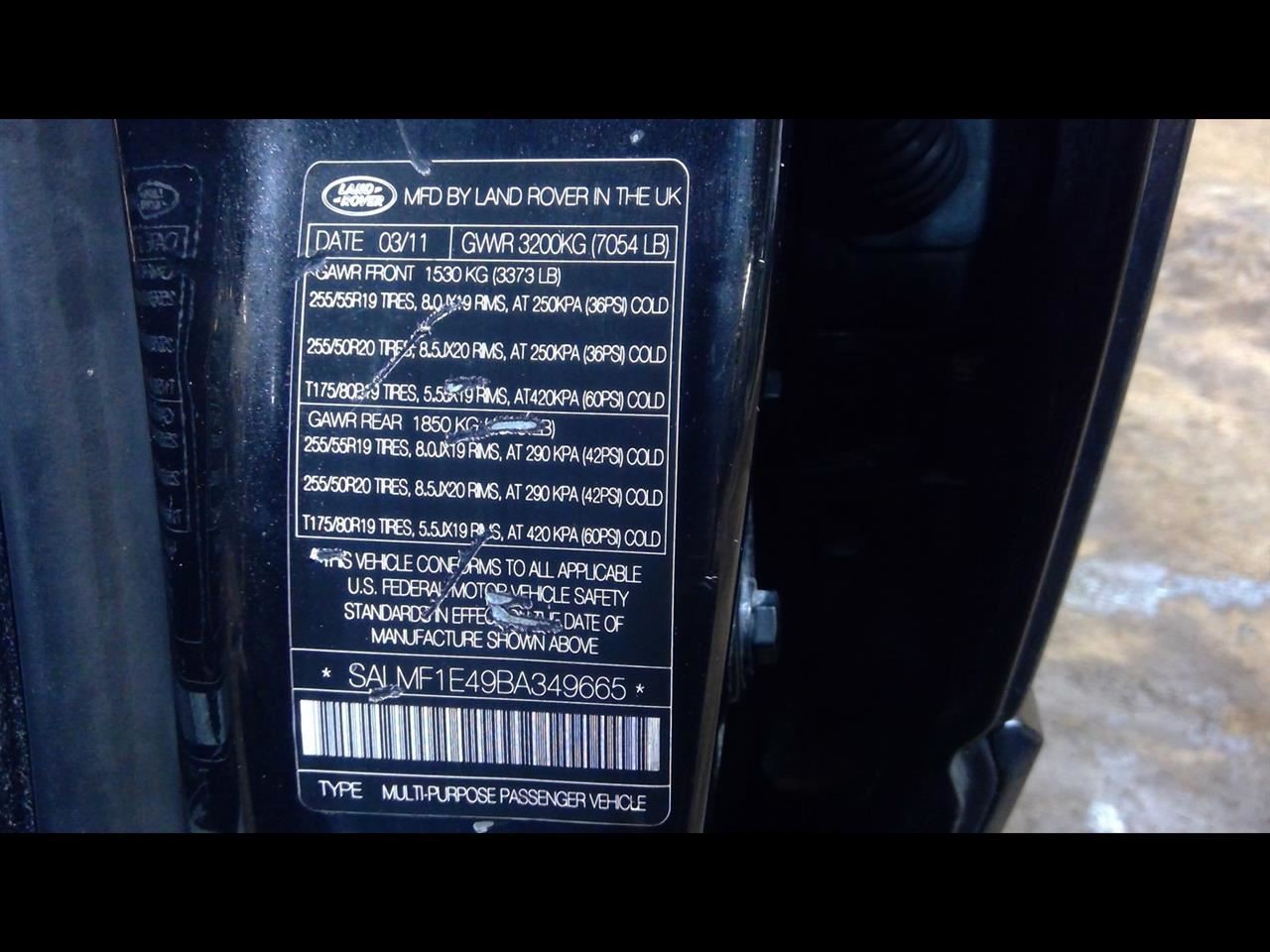 RANGE ROV 2011 Chassis ECM 158754