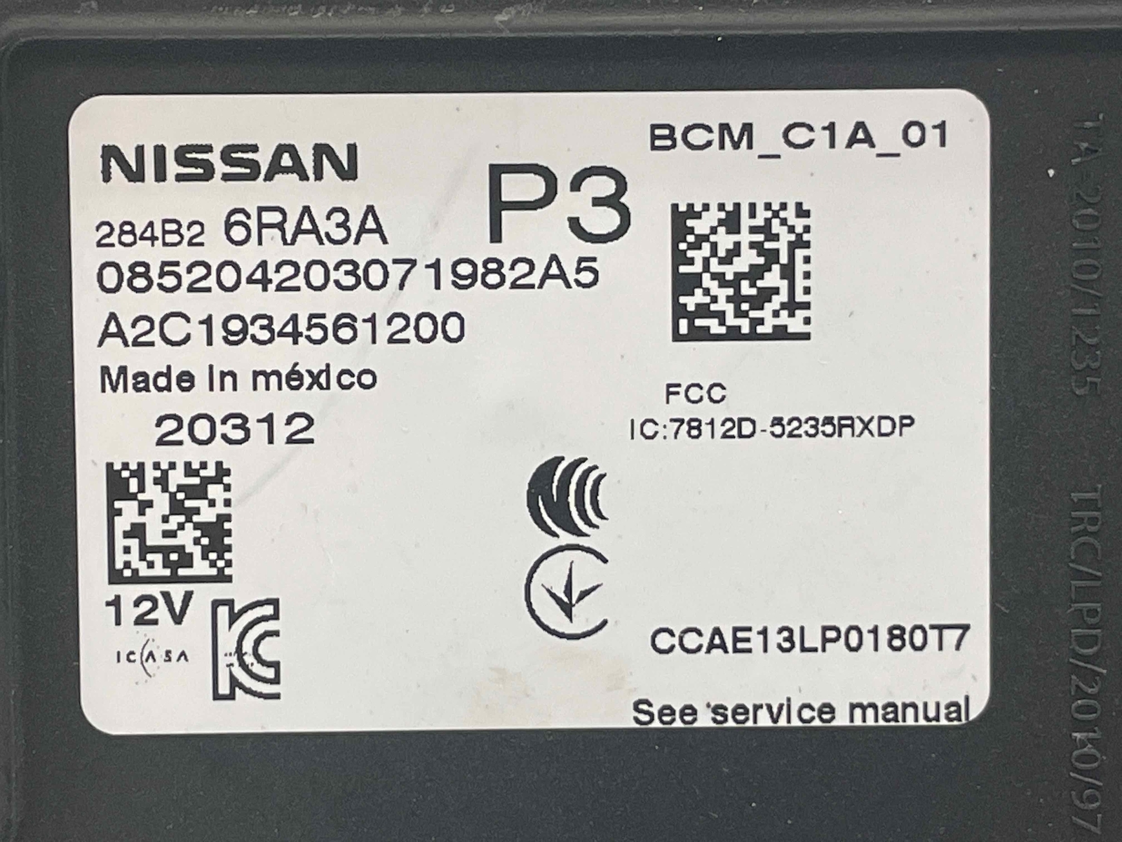 2021 Nissan Rogue Except Sport 2.5L Body Control Module Bcm Oem 284B26Ra3A 21