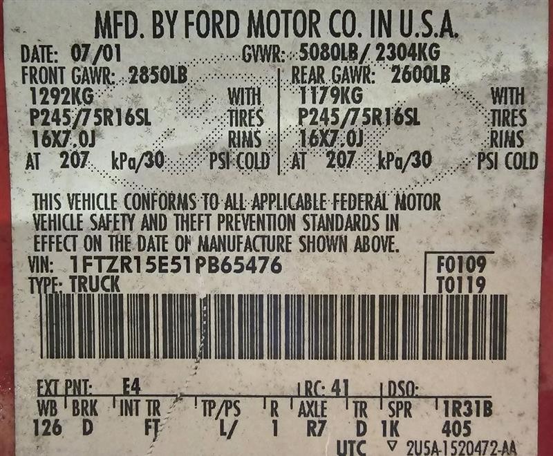 Used Engine Control Module (ECM) fits: 2001 Ford Ranger Electronic Control Modul