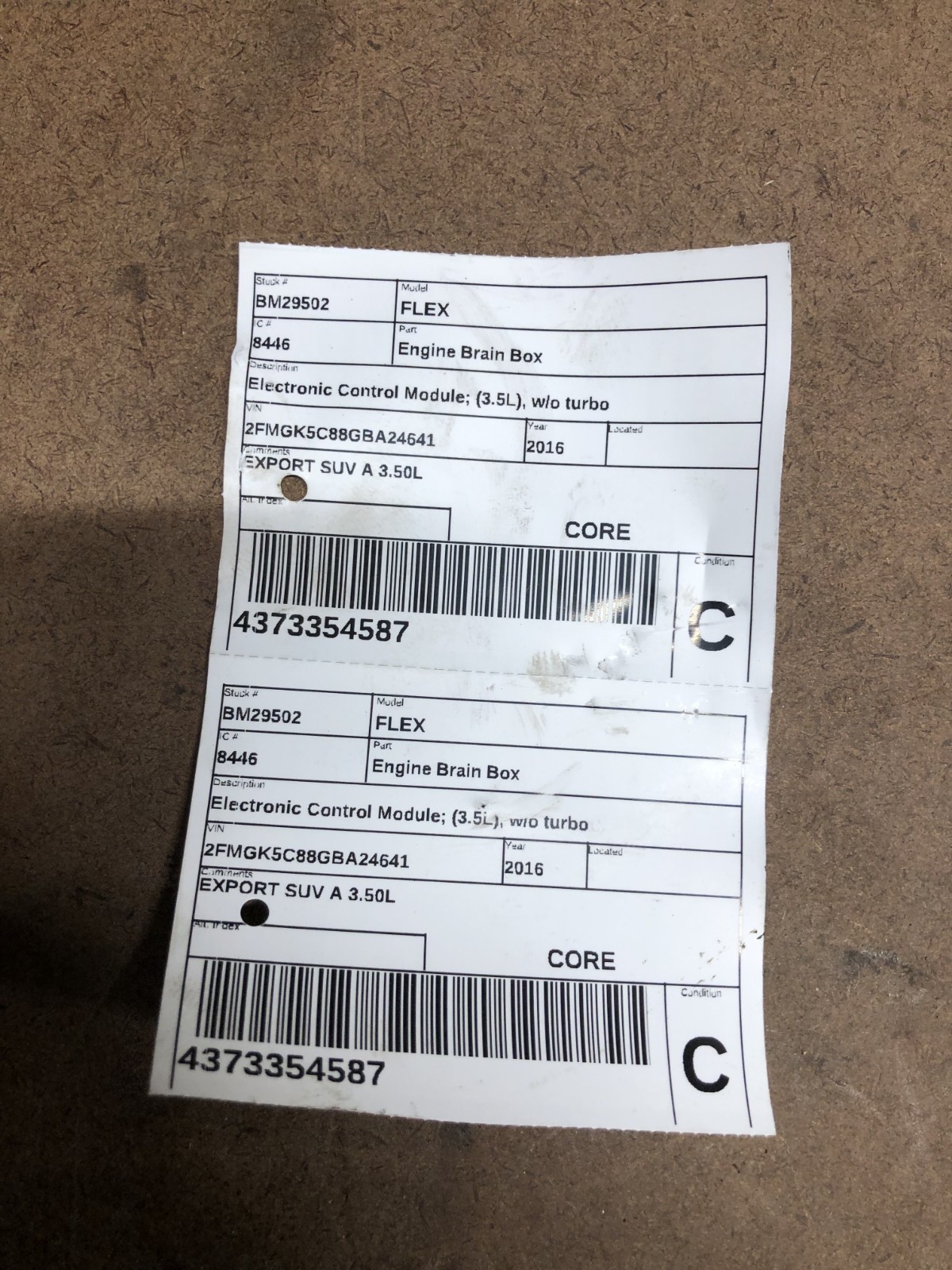 2016-2017 Ford Flex Engine Control Module Computer ECM ECU PCM GA8A-12A650-FD
