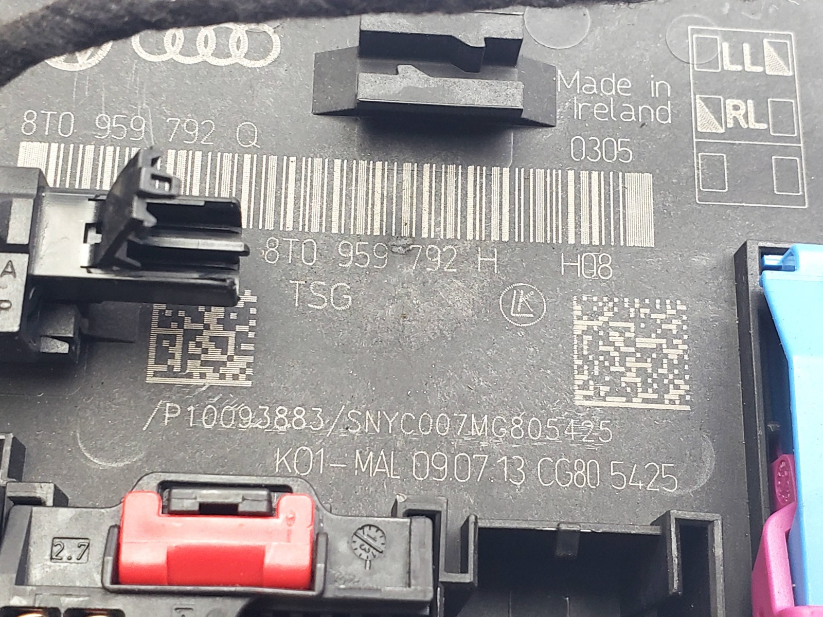 AUDI A5 8T 2014 DOOR CONTROL UNIT MODULE ECU FRONT LEFT SIDE 8T0959792Q