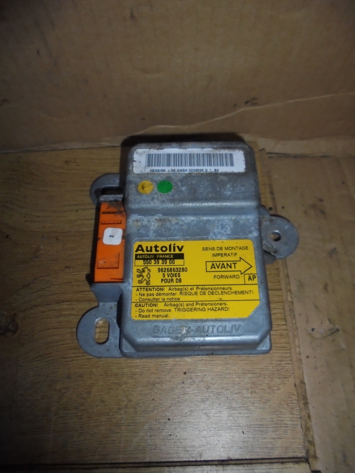 PEUGEOT 406 MK1 1996 SRS ECU MODULE 550393900 / AP / 9626863280