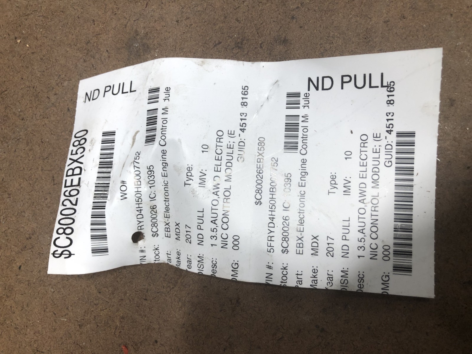 2017 17 Acura MDX 3.5L Engine Control Module Computer ECM ECU OEM 37820-5J6-C62