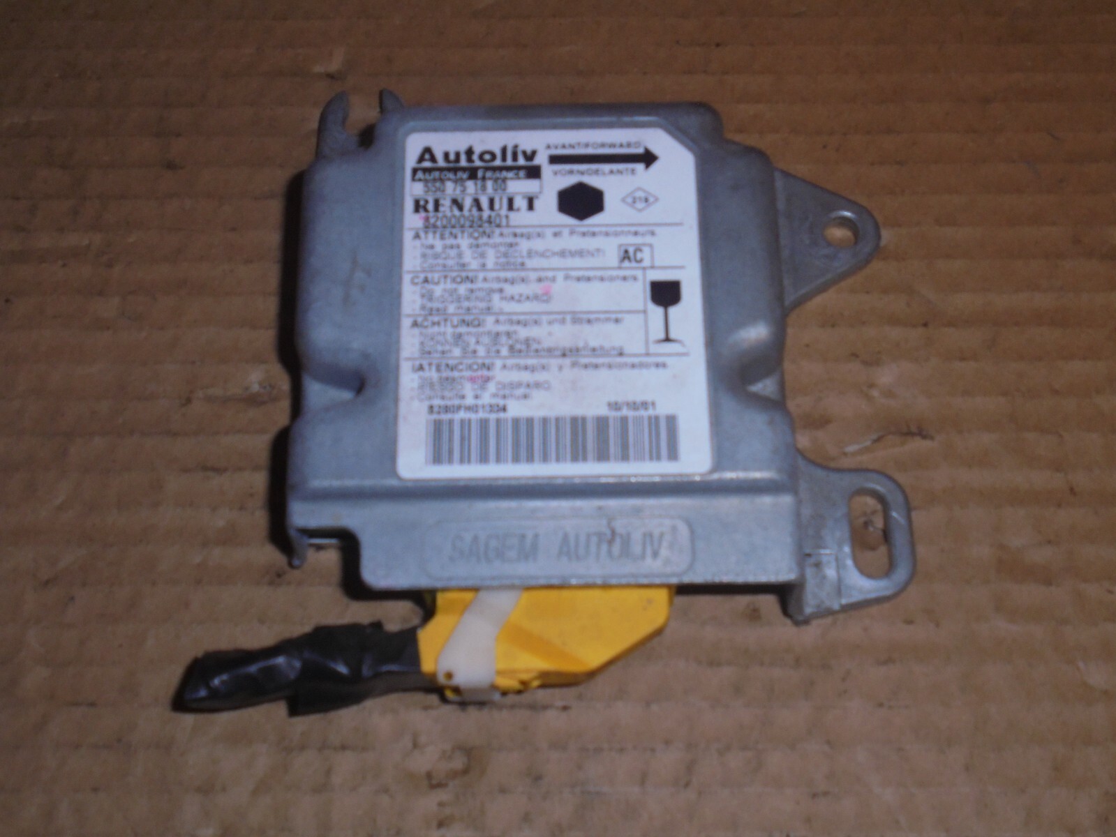 RENAULT KANGOO 2001 SRS ECU MODULE 550751800 / 8200098401 / AC
