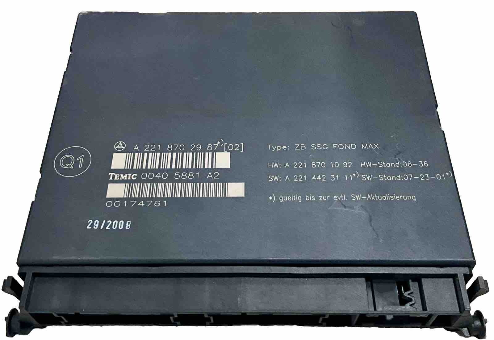 07-13 Mercedes W221 S63 AMG S550 Rear Seat Control Unit Module 2218702987 OEM
