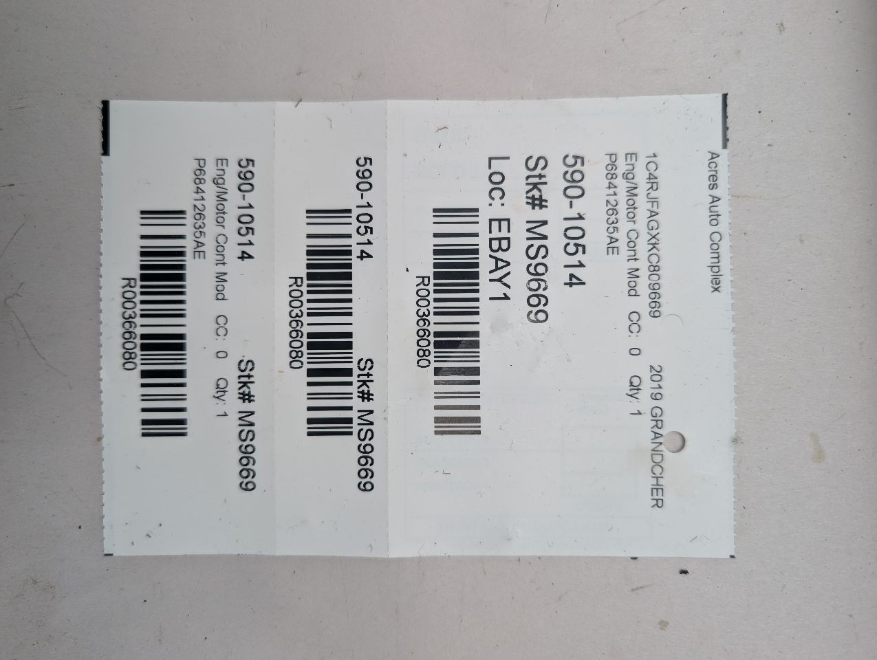 Used Engine Control Module (ECM) fits: 2019 Jeep Grand cherokee Electronic Contr